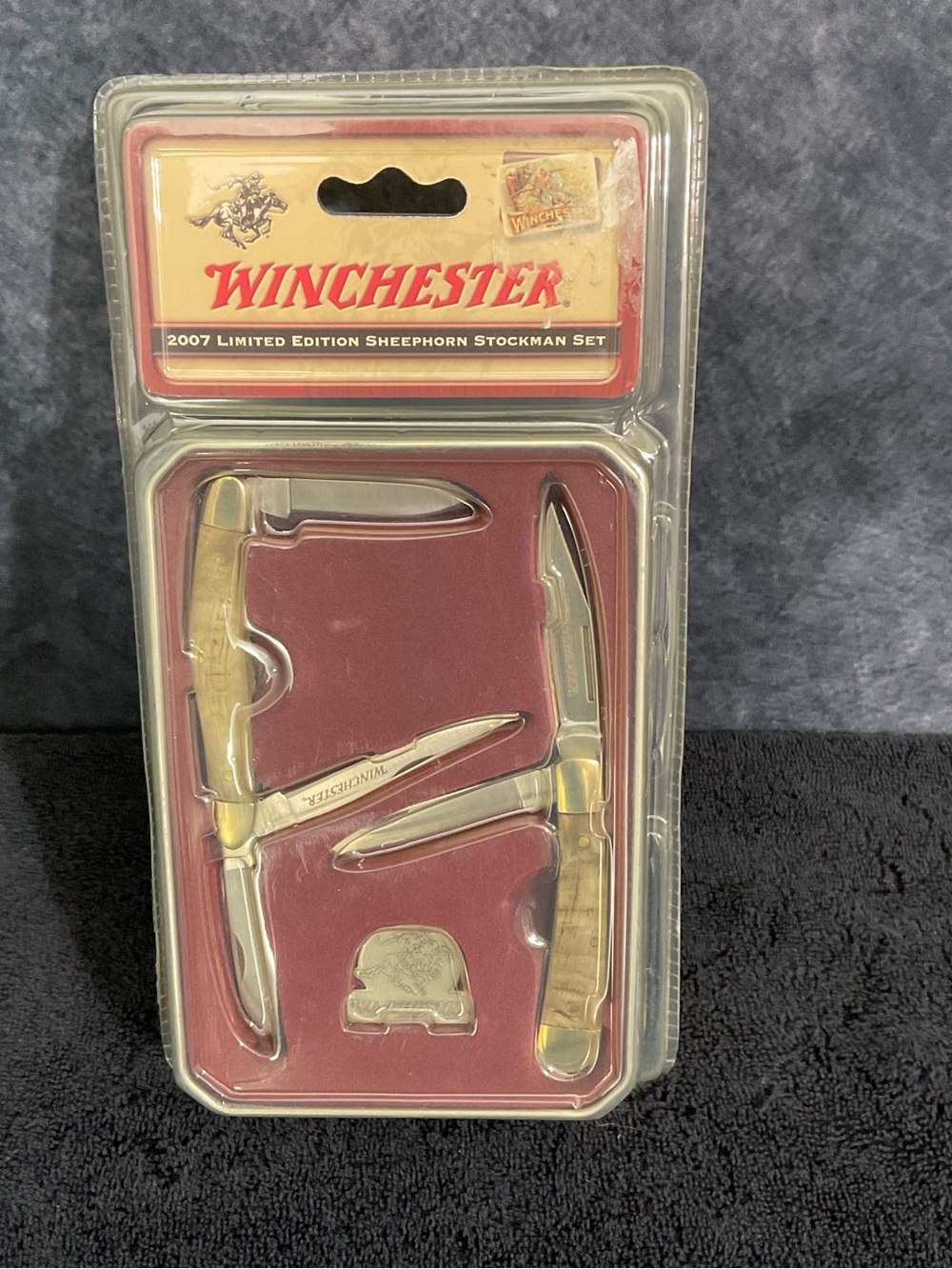 Winchester 2007 Limited Edition Sheephorn Stockman Knife Set - Brown Accents NWT